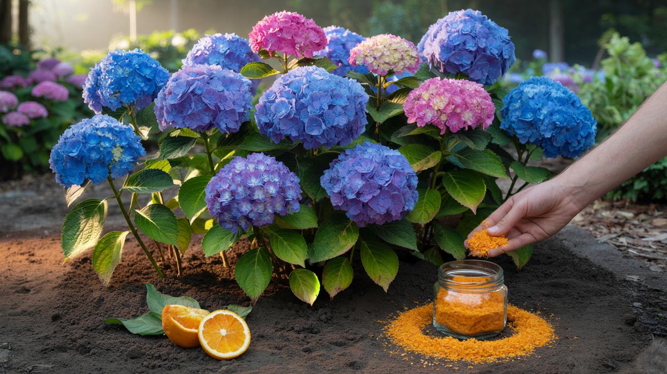 Jeden kuchenny odpad, który przemienia hortensje w kwitnące kule kolorów