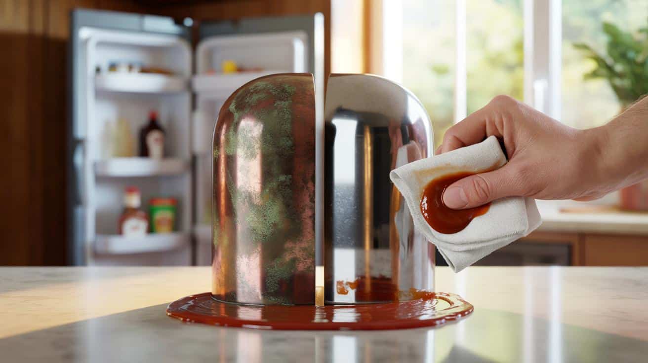 Już nie szoruję metalu: trik z ketchupem czyści go w 15 minut