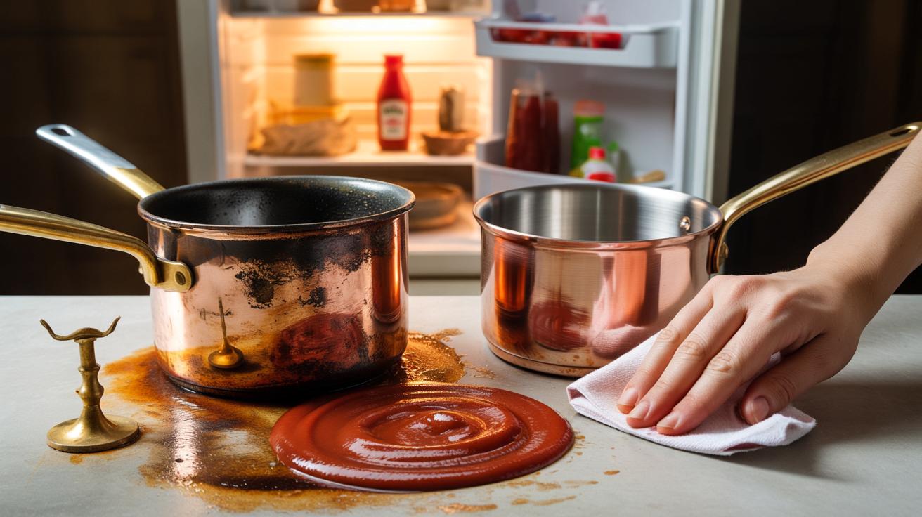 Koniec szorowania metalu: ketchup z lodówki czyści go w 15 minut