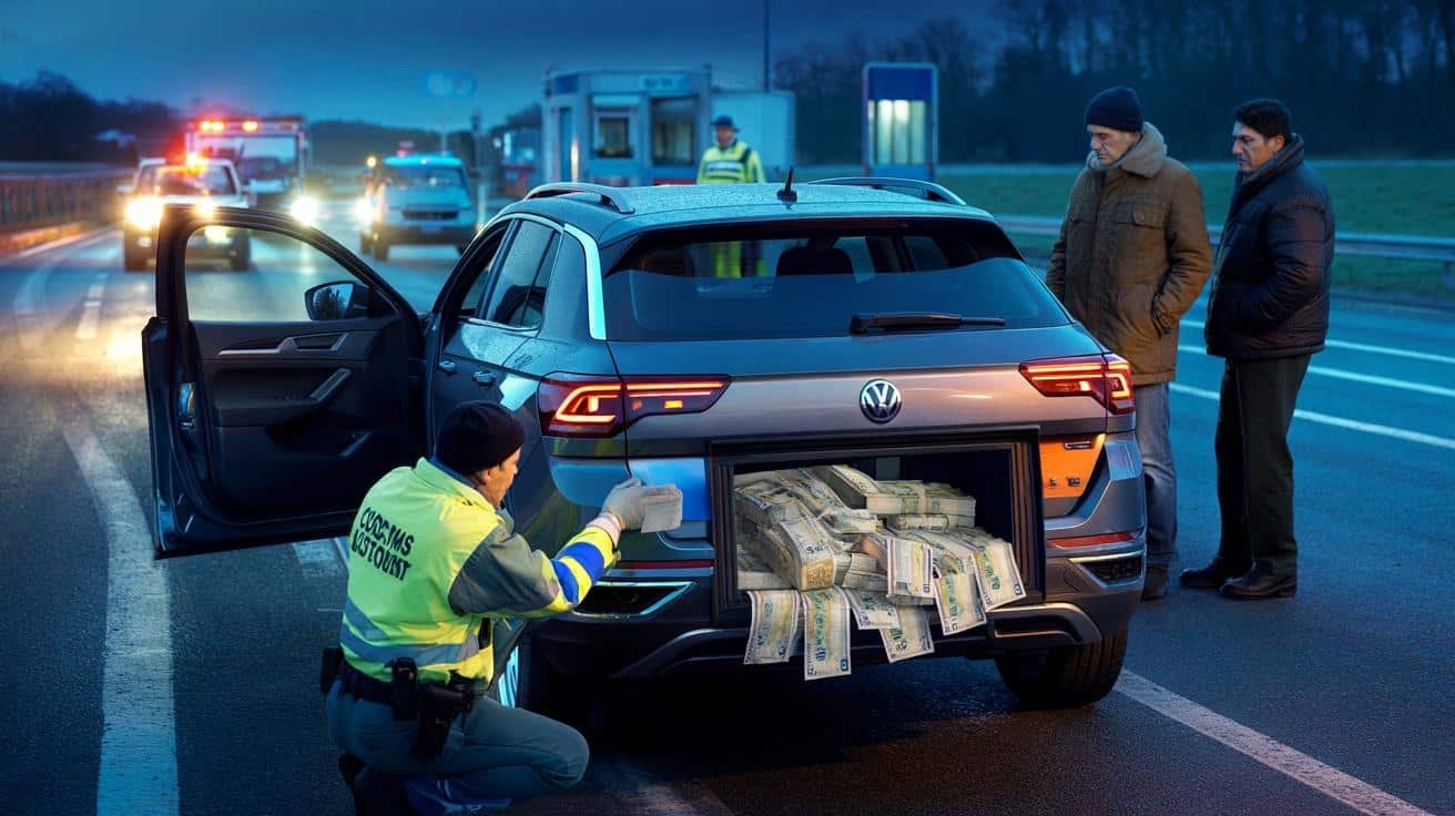 Kontrola na autostradzie, zwykły SUV i 110 tysięcy euro w ukrytym schowku