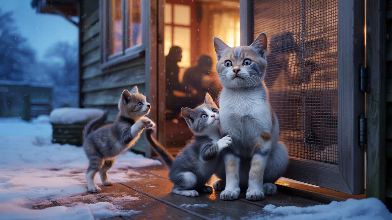 Kotka puka w siatkowe drzwi. To, co zrobiła dla młodych, zmieniło ich życie