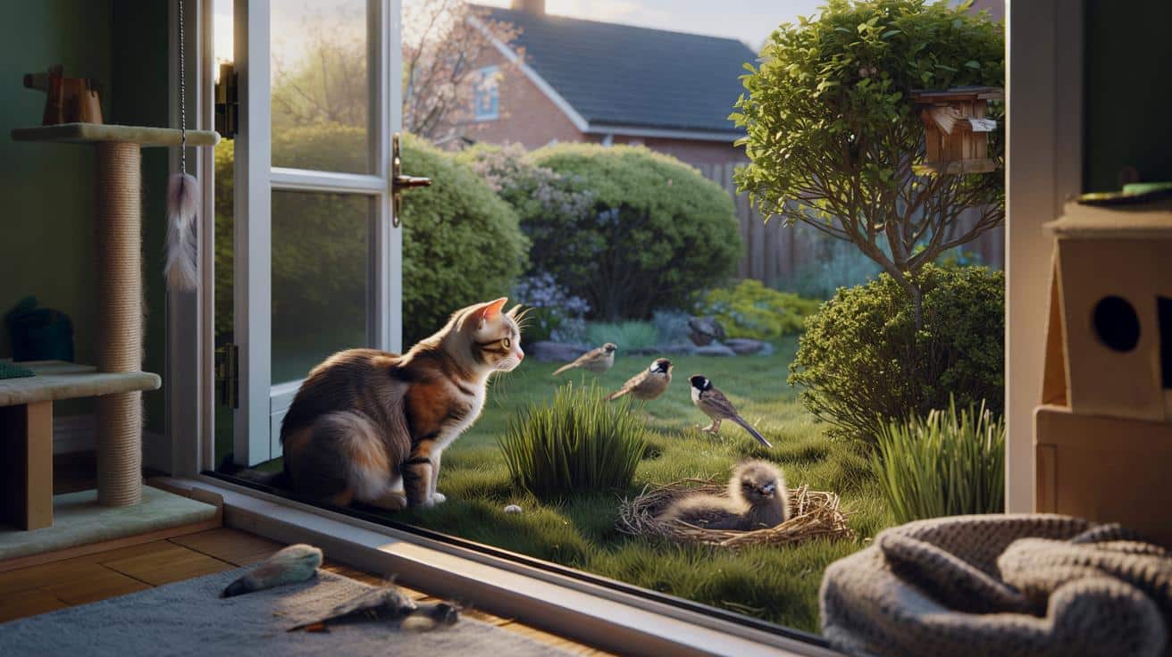 Koty kontra ptaki w marcu i kwietniu. Dlaczego warto zatrzymać mruczka w domu