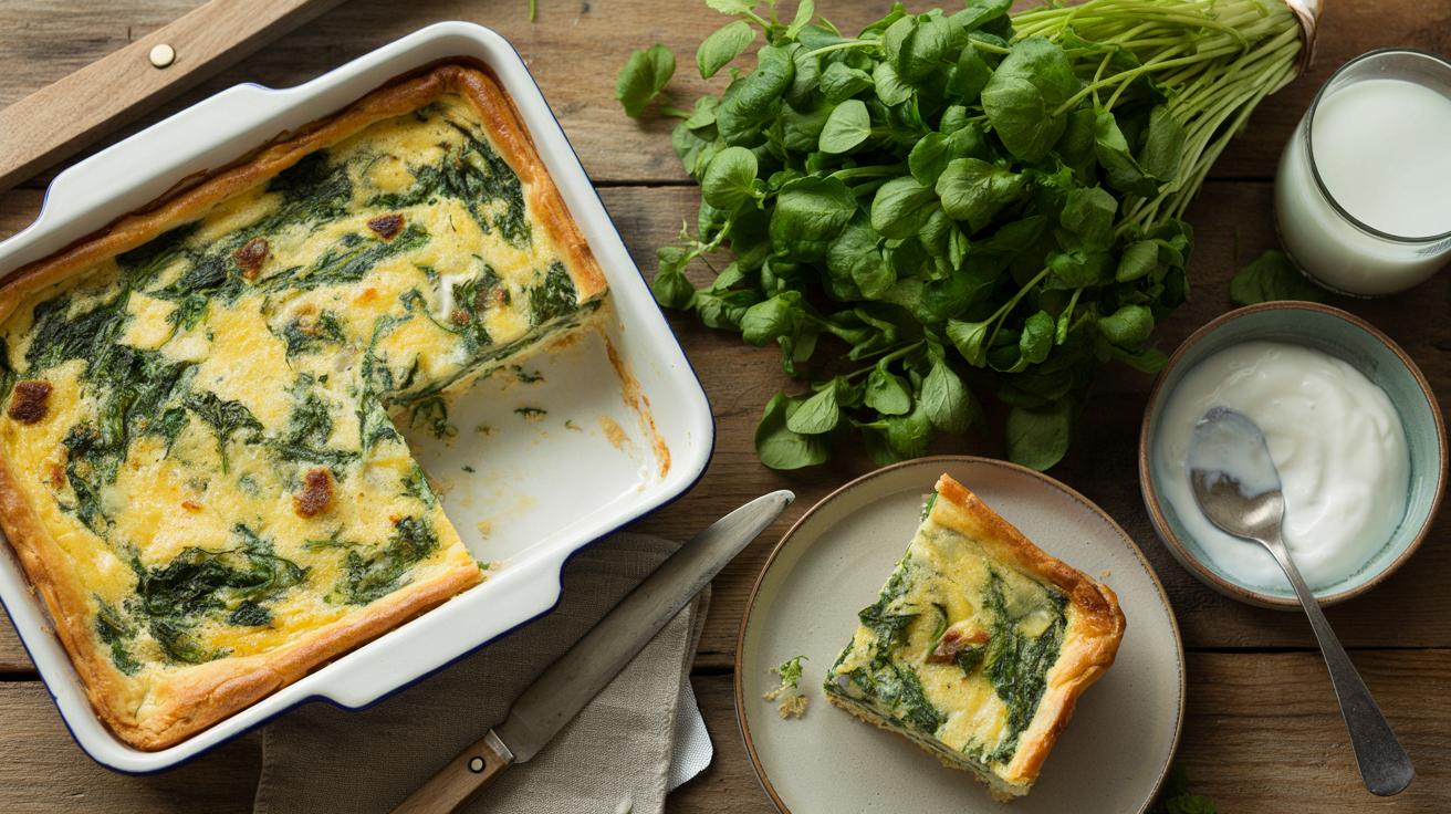 Lekki placek z rukwią wodną: tani, wiosenny hit na obiad