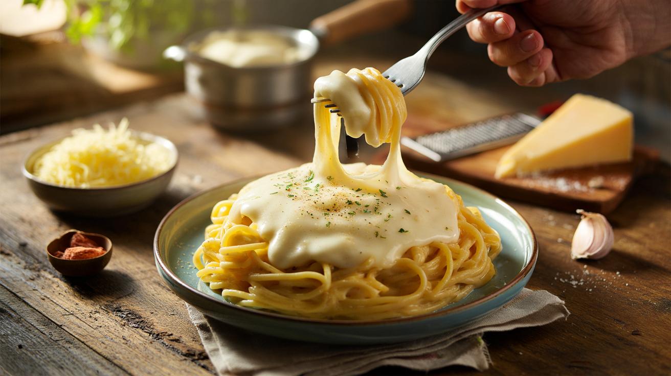 Makaron w ultrakremowym sosie serowym: banalny przepis na wielki comfort food