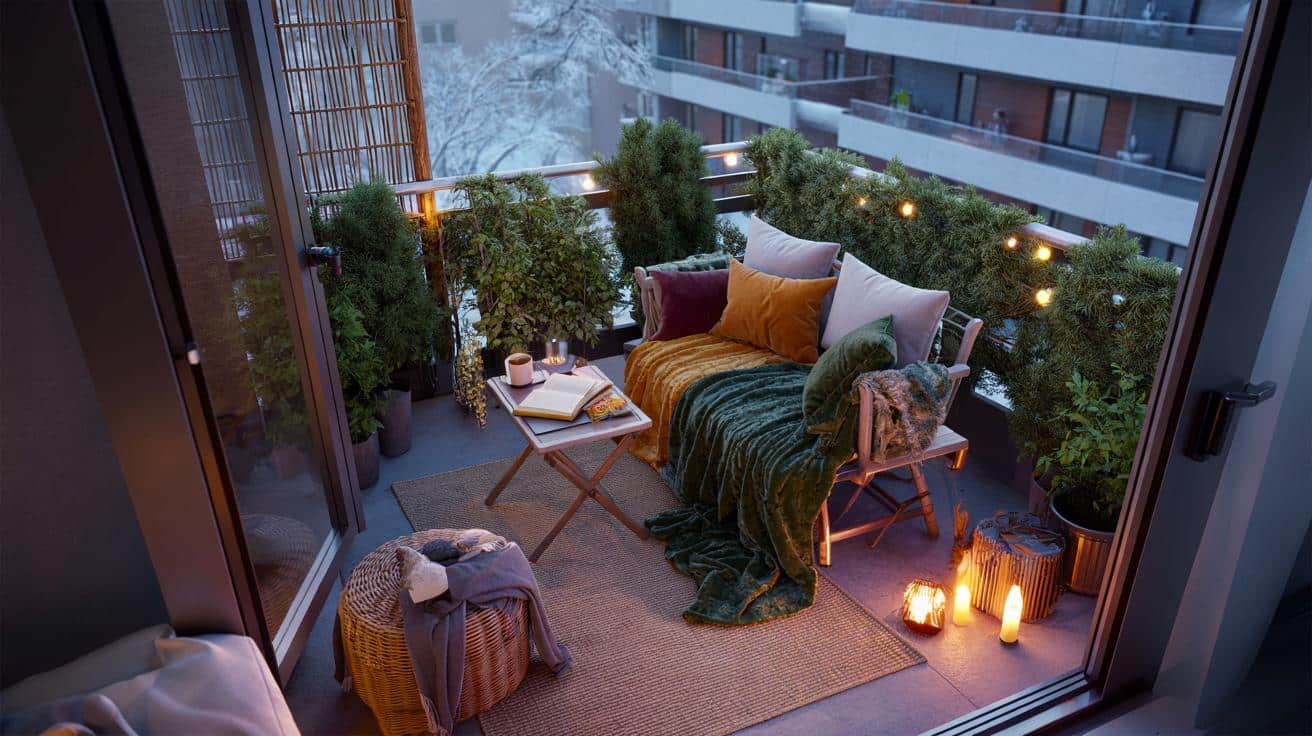 Mały balkon jak drugi salon: 6 trików, dzięki którym korzystasz z niego nawet zimą