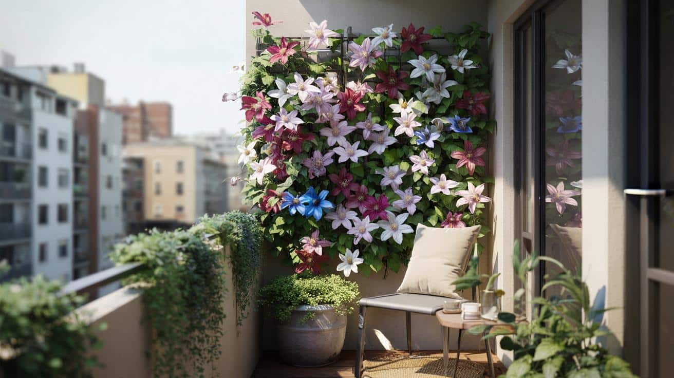 Mały balkon jak ogród botaniczny: ta pnąca roślina robi ścianę kwiatów