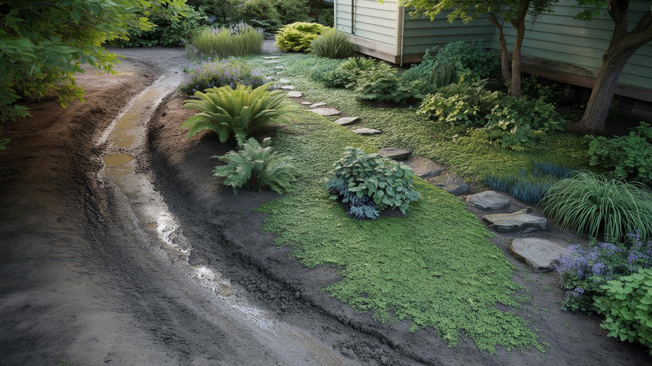 Masz błoto zamiast trawnika? Te 11 roślin zrobi z niego suchą alejkę