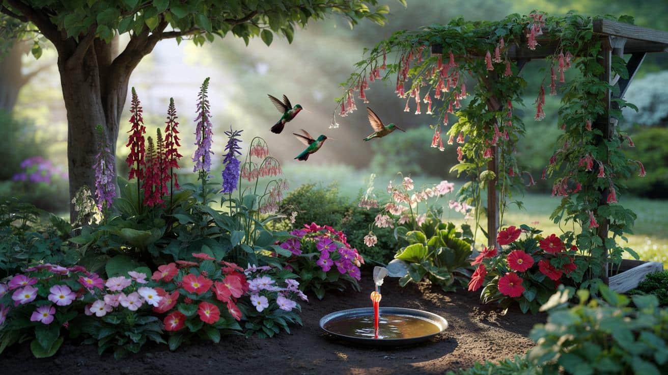 Masz ciemny kąt w ogrodzie? Te 5 cieniolubnych roślin zamieni go w kolorową stołówkę dla kolibrów