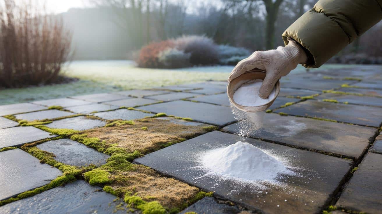 Masz dość mchu na tarasie? Ten kuchenny proszek robi z nim porządek zimą