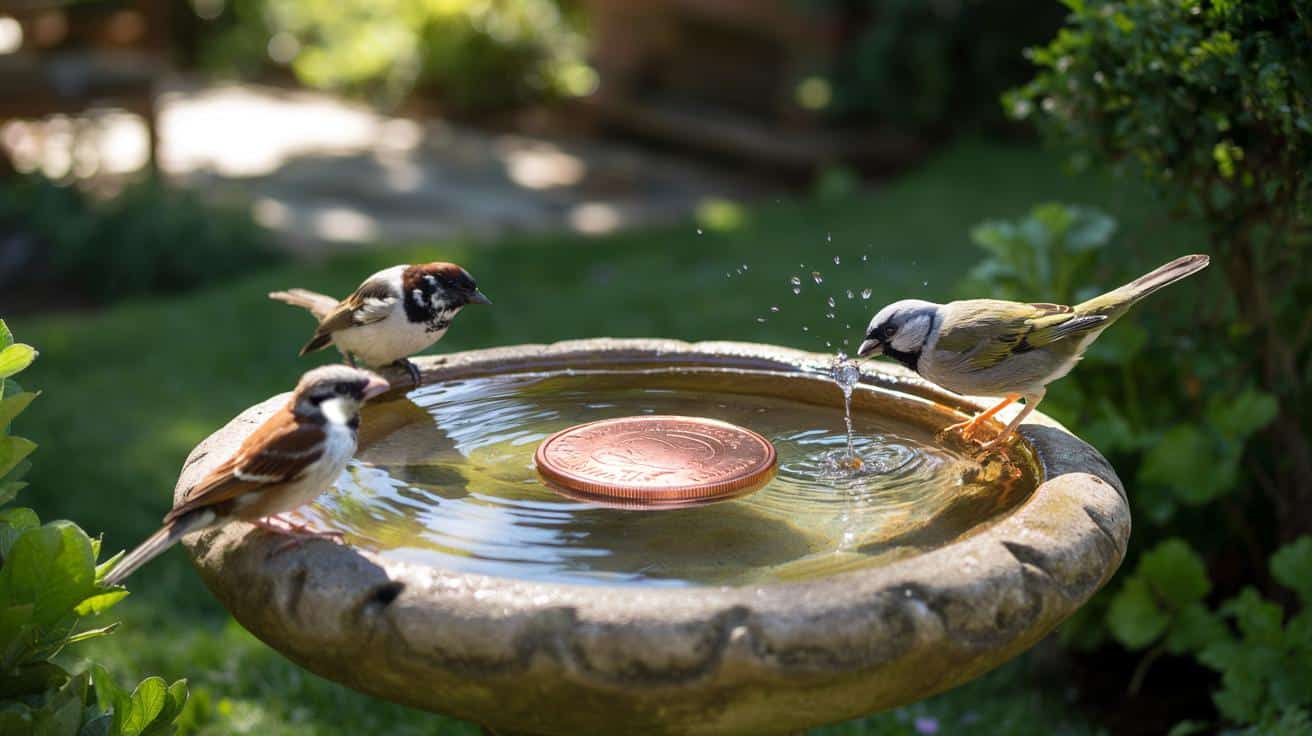 Masz poidełko dla ptaków w ogrodzie? Wrzuć tam tę jedną monetę