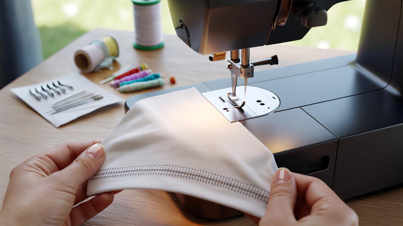 Maszyna do szycia ma ukryty dodatek. Dzięki niemu t-shirt leży jak ze sklepu