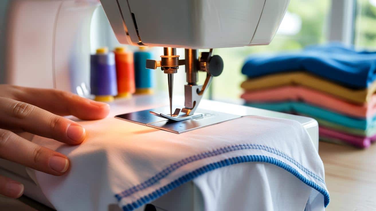 Maszyna do szycia ma ukryty gadżet. Dzięki niemu t‑shirt wygląda jak ze sklepu