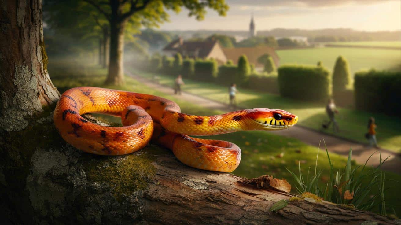 Metrowy, jaskrawo pomarańczowy wąż z USA rozgaszcza się we Francji