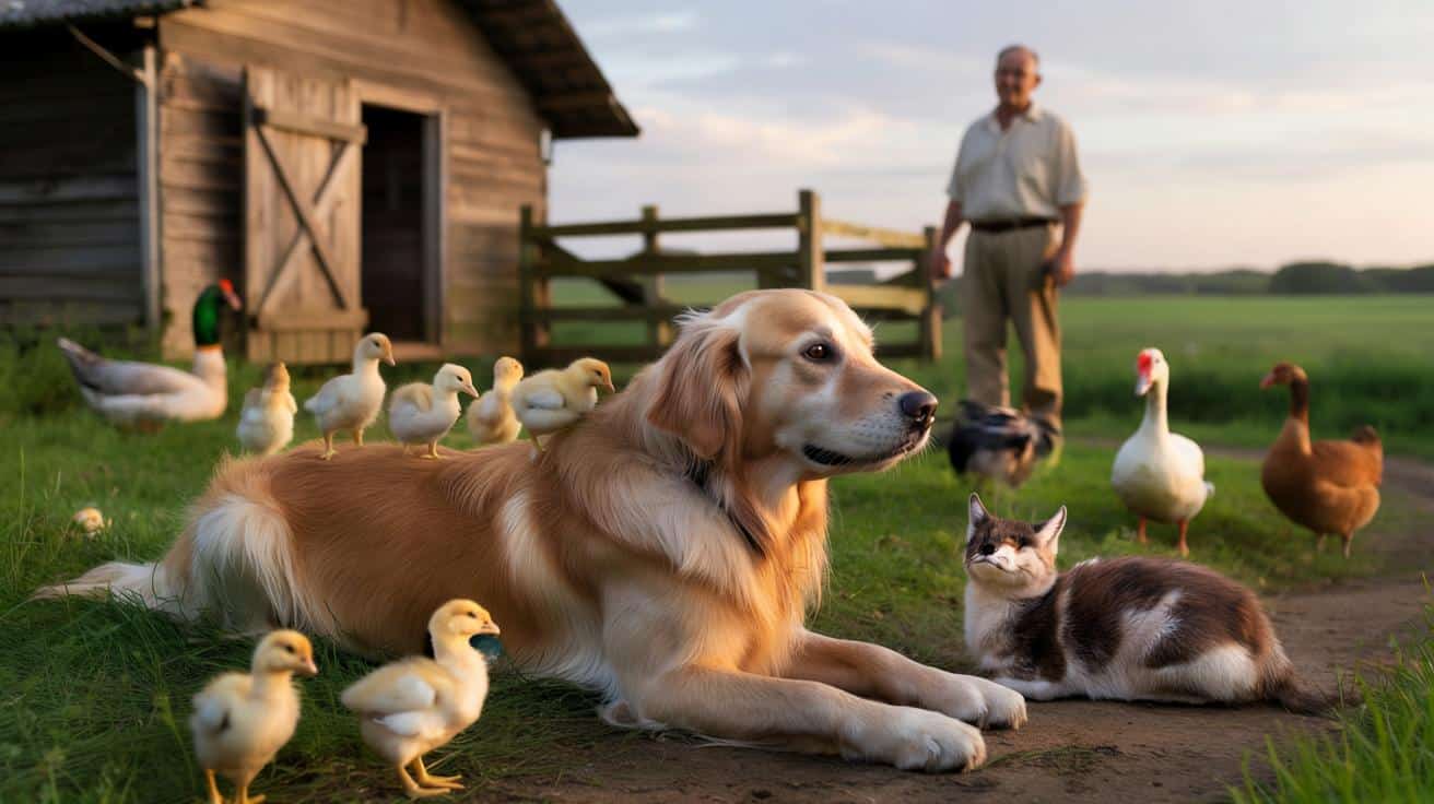 Mężczyzna porzucił miasto dla spokojnej wsi. Jego golden retriever został przyjacielem całej zagrody