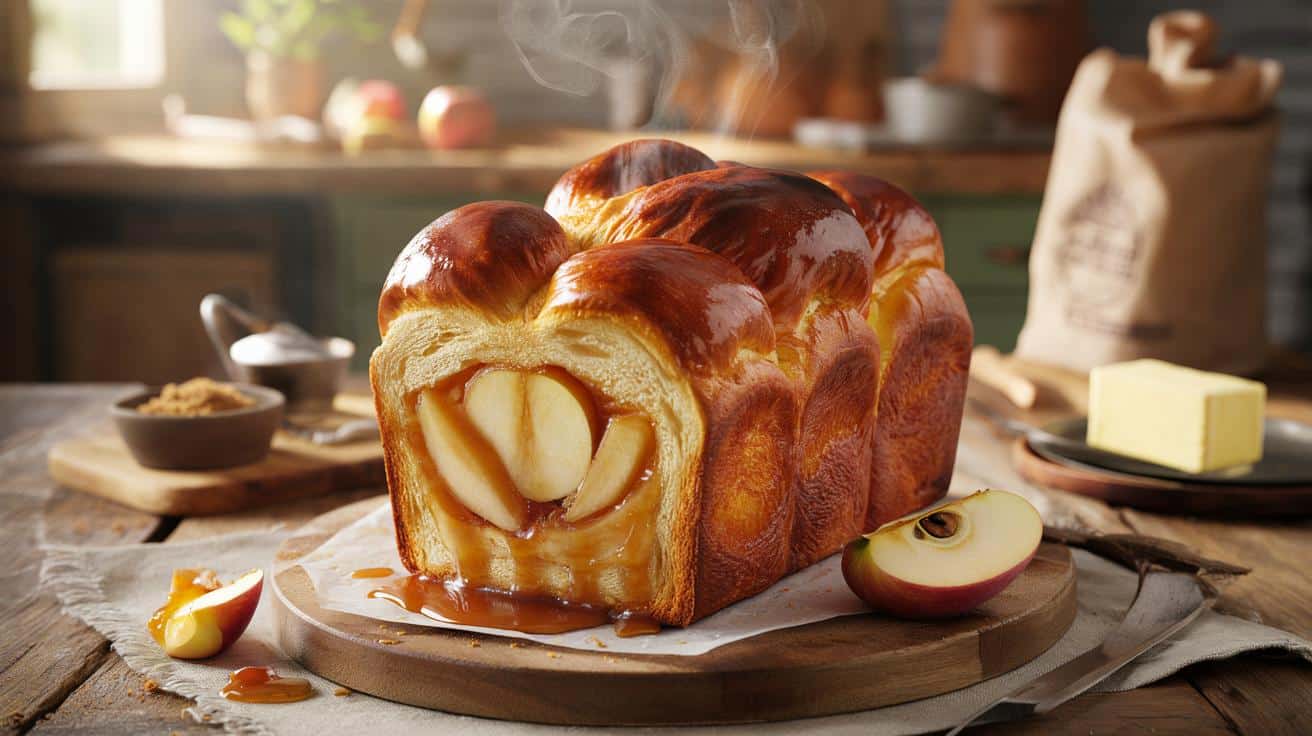 Mięciutka brioche z jabłkami w karmelu: domowy hit jak z rzemieślniczej piekarni