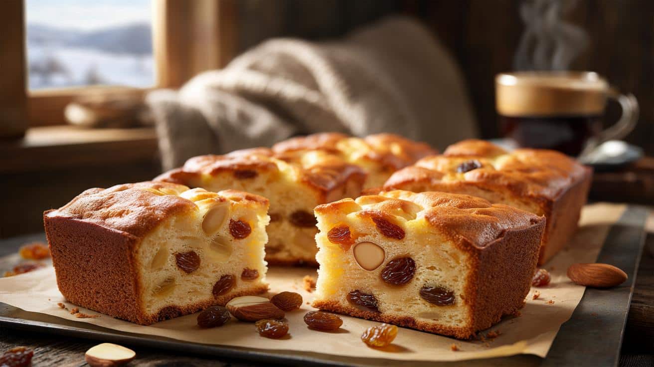 Miękkie kwadraty z rodzynkami i migdałami w 30 minut. Nowy hit do kawy