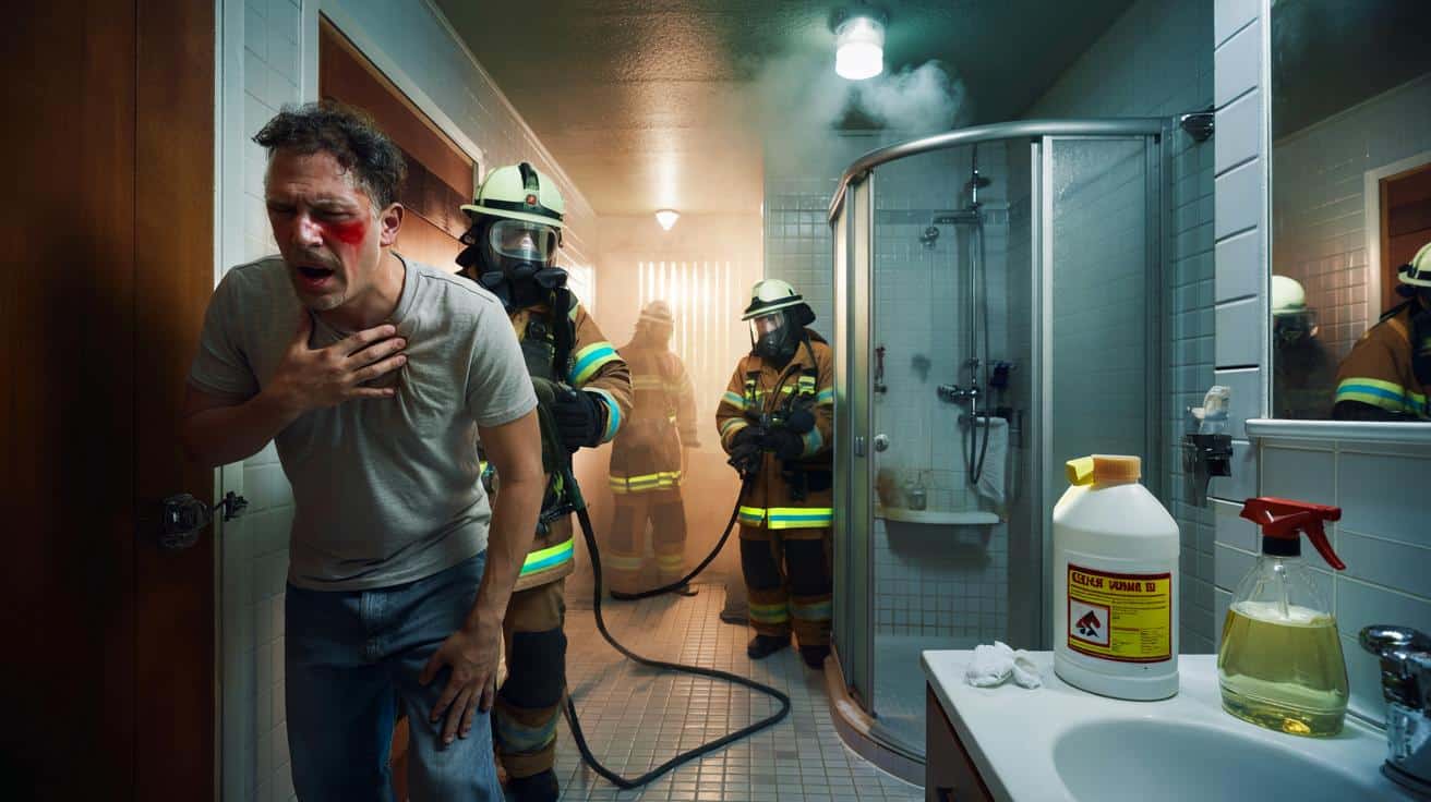 Mieszanka wybielacza z octem w łazience. 13 strażaków w akcji ratunkowej