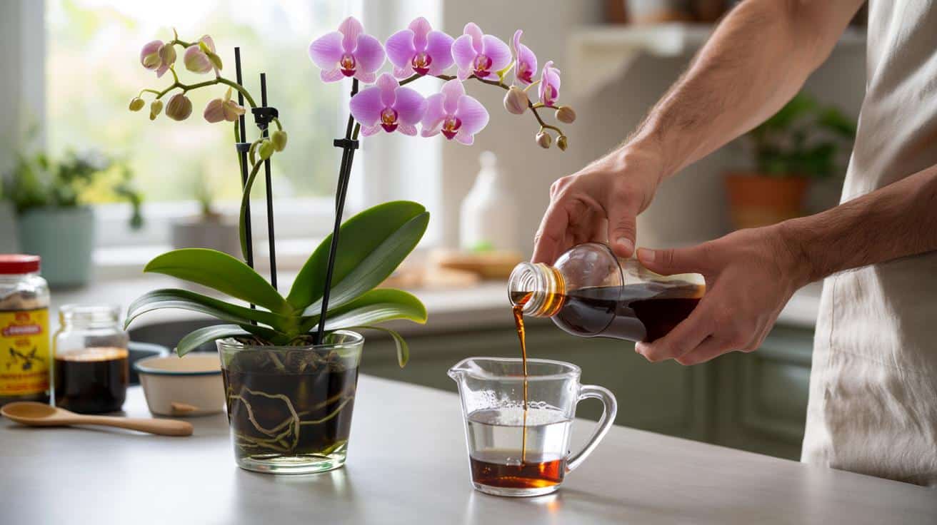 Mocny syrop z kuchni, który raz w miesiącu budzi storczyki do życia