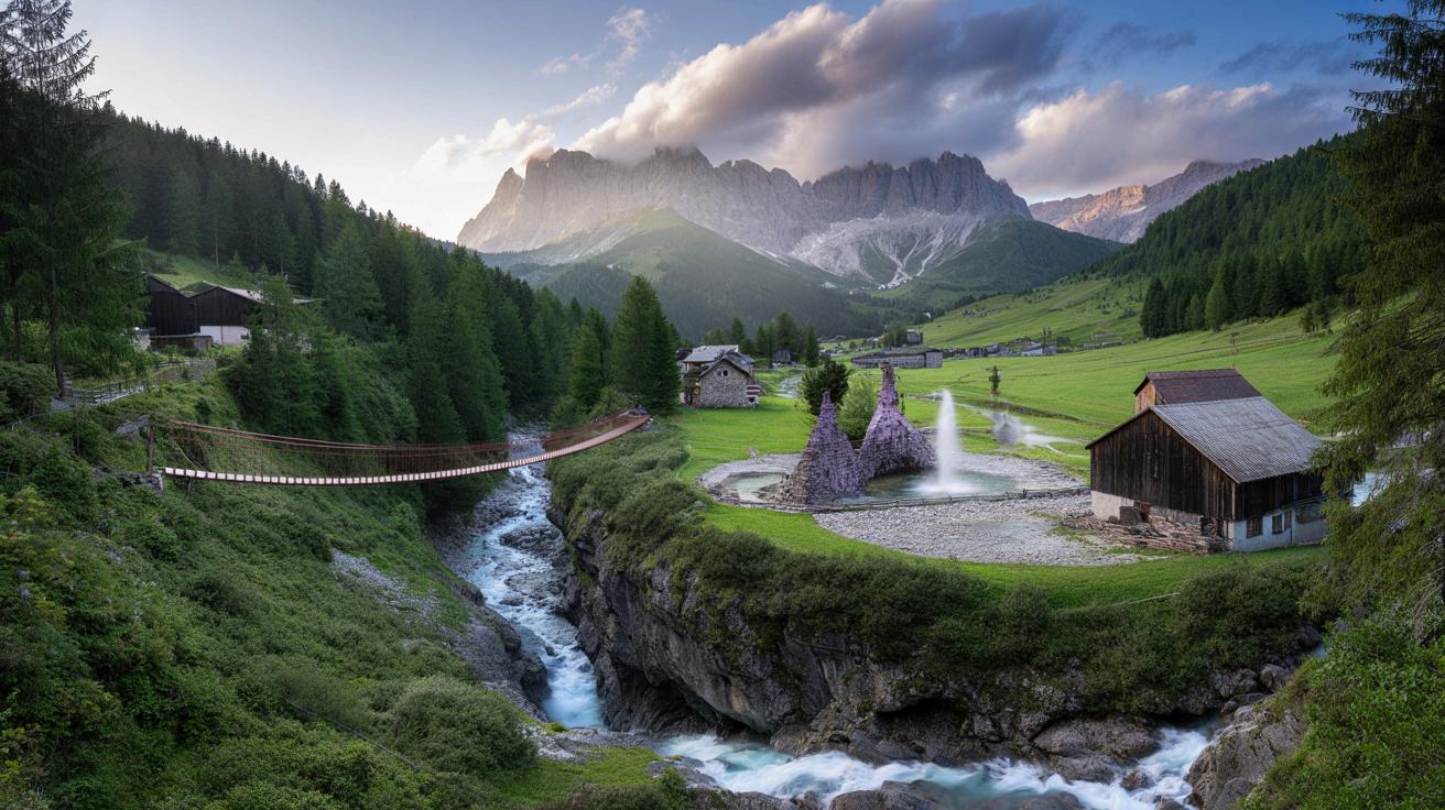 Most w chmurach i huk wodospadów: bajkowa dolina w Trydencie