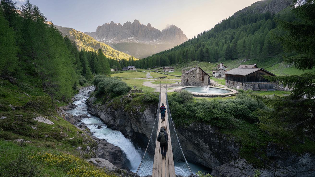 Most wiszący nad przepaścią i huk wodospadów: magiczna dolina w Trydencie