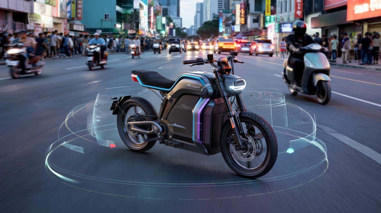 Motocykl jak z filmu SF: sam stoi, sam jeździ, bez podpórki