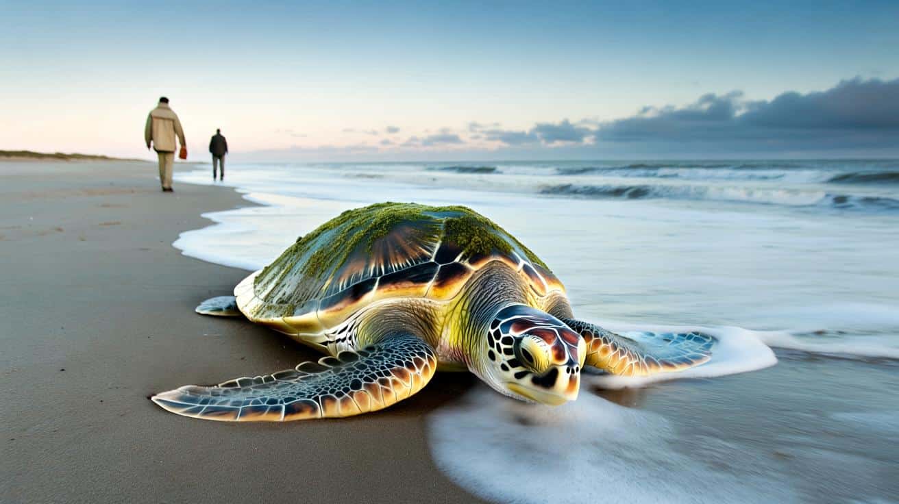 Na plaży w Teksasie znaleziono skrajnie wycieńczoną żółwicę: winne nagłe ochłodzenie morza