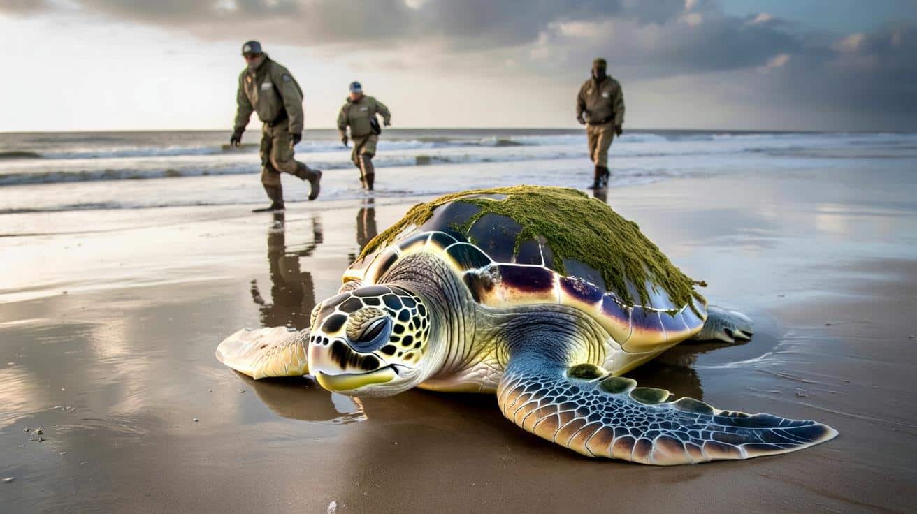 Na plaży w Teksasie znaleziono skrajnie wyczerpaną żółwicę: alarm dla oceanów