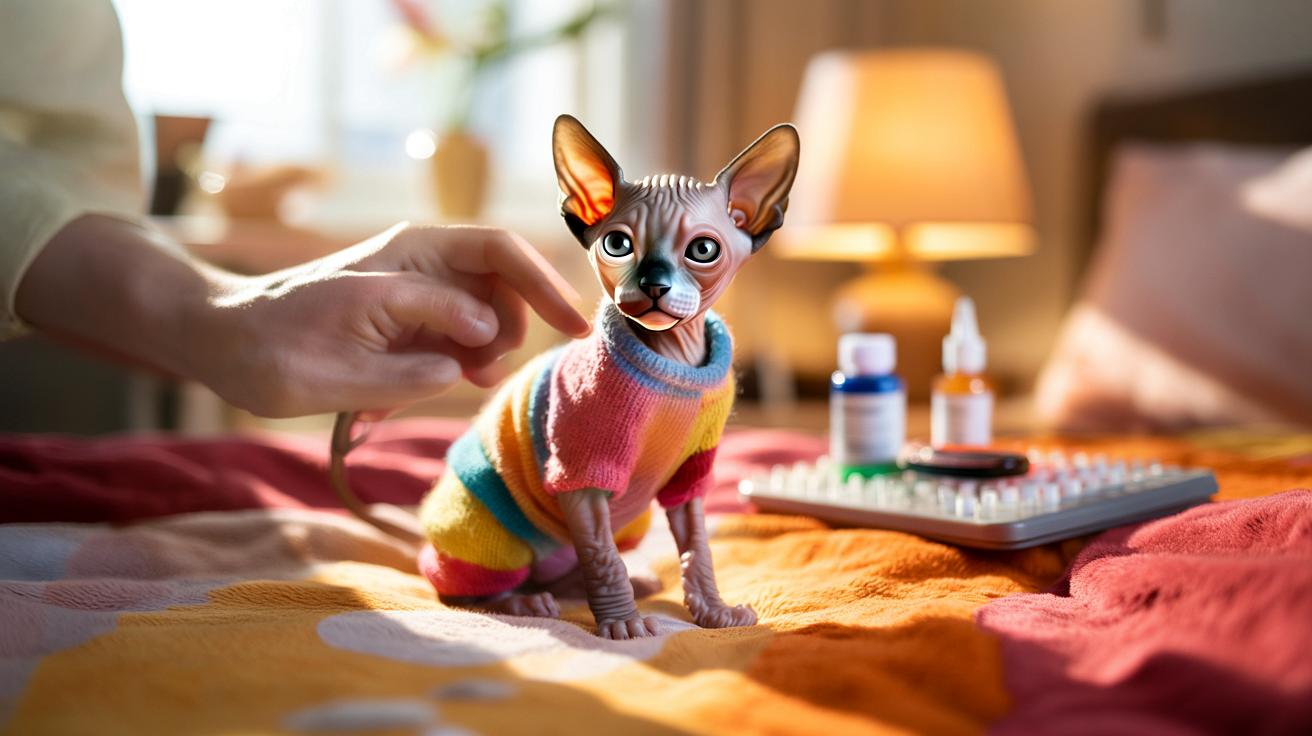 Nagle zrobiło się mu ciepło: nagi kociak z azylu dostał skarpetkowy „sweterek” i życie zmieniło się całkiem