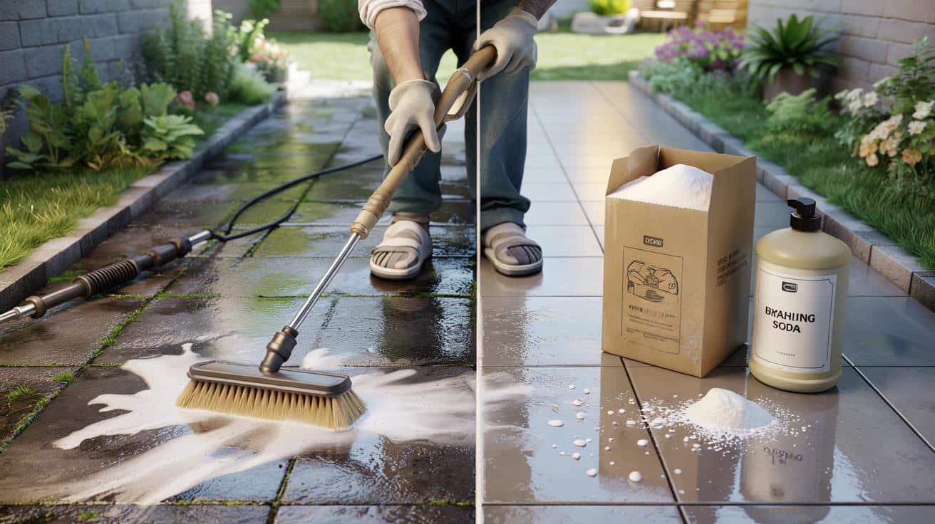 Nie katuj tarasu myjką ciśnieniową. Ten prosty trik czyści płyty na błysk