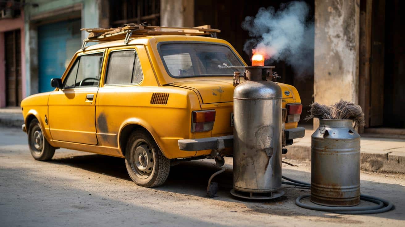 Nie ma benzyny, więc pali węglem: sprytny mechanik przerobił malucha na auto przetrwania