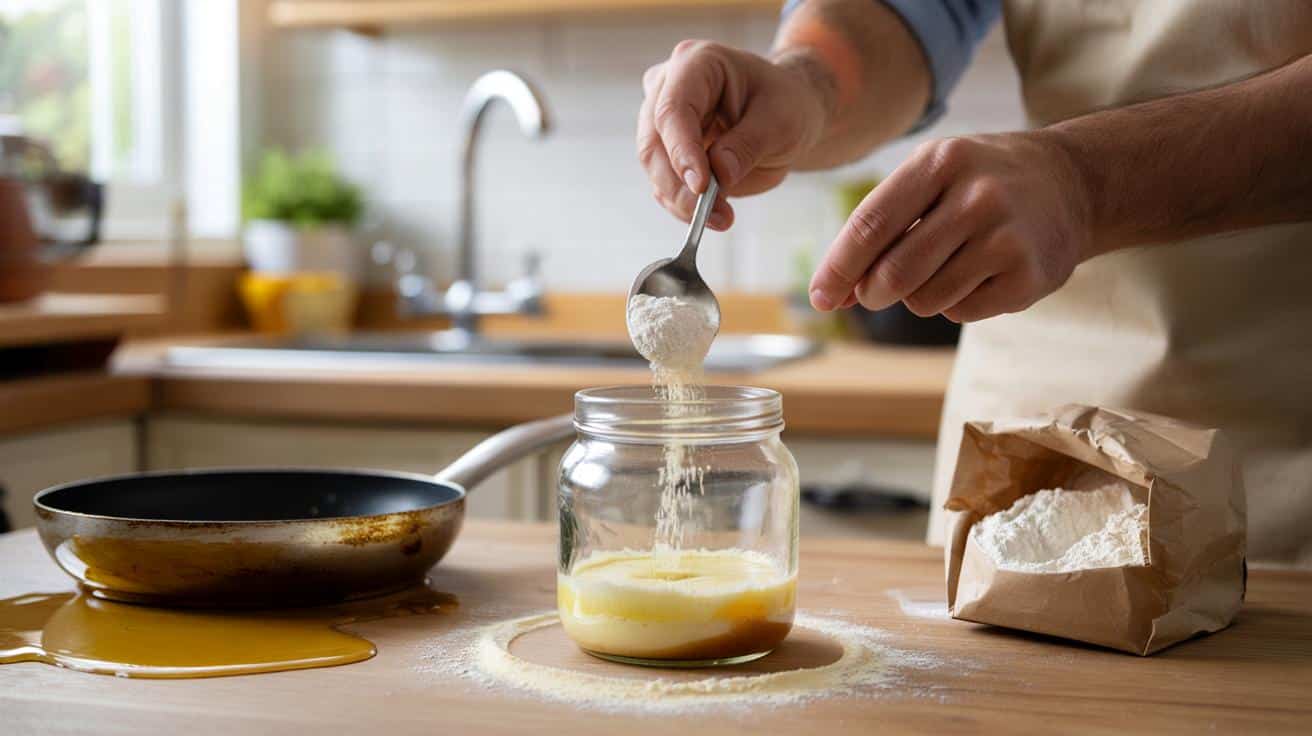 Nie wylewam już tłuszczu do zlewu. Prosty trik z kuchenną mąką ratuje rury