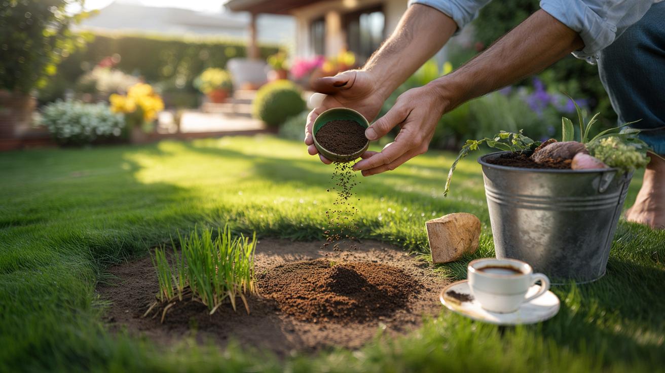 Nie wyrzucaj fusów po kawie! Ten trik zagęści trawnik i wzmocni trawę