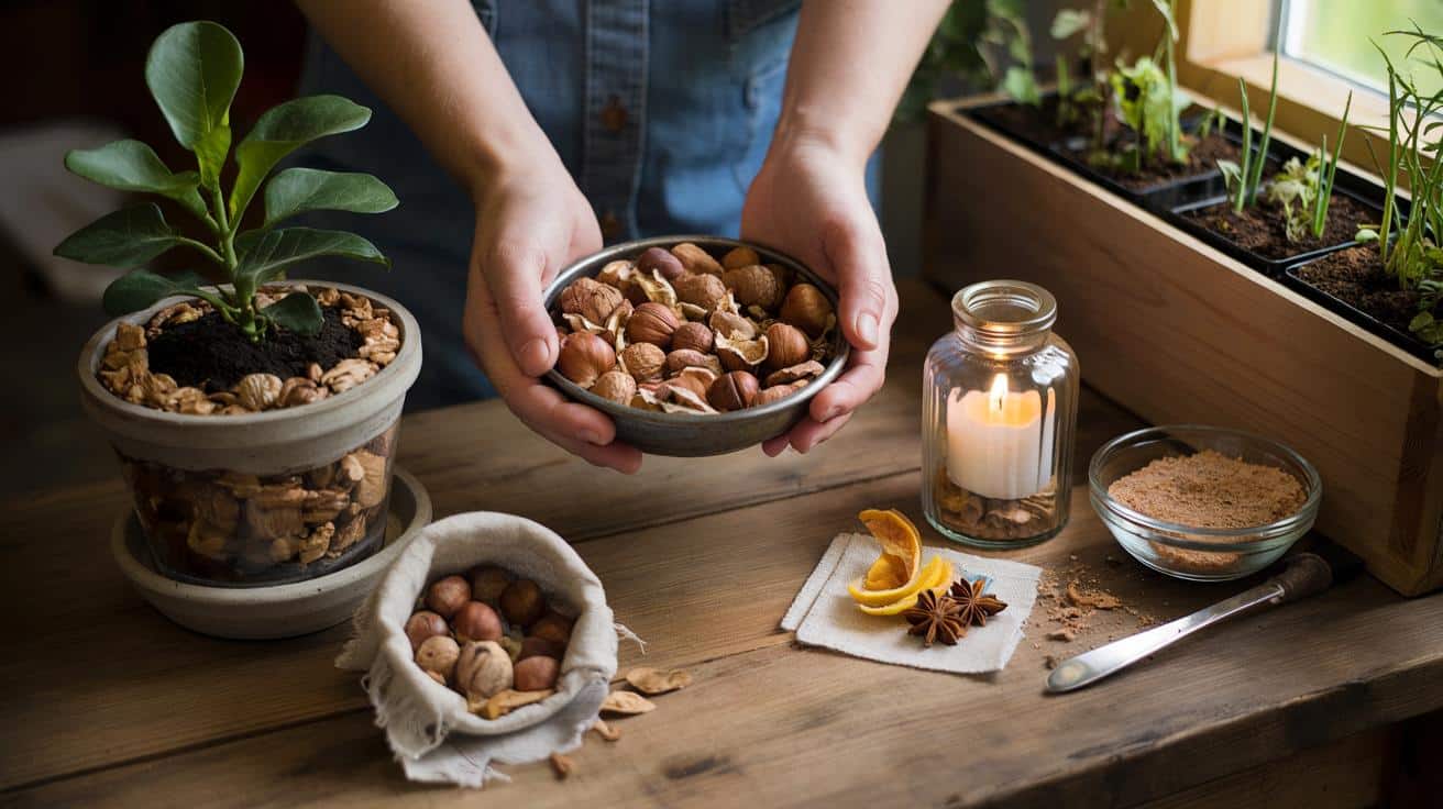 Nie wyrzucaj łupin z orzechów. Zrób z nich skarb dla ogrodu i domu