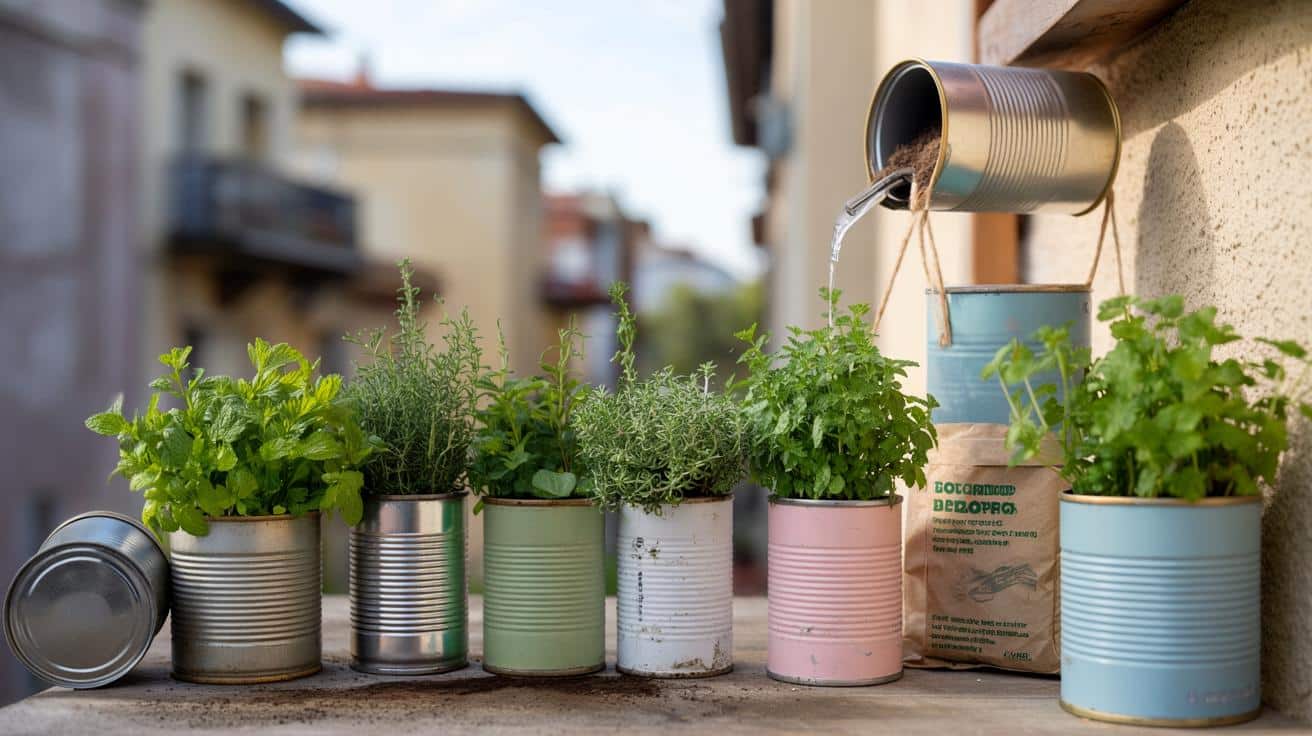 Nie wyrzucaj tych puszek po jedzeniu. Zrób z nich mini ziołowy ogródek