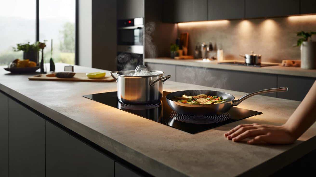 Niewidoczna płyta grzewcza w blacie kuchennym: szybciej, chłodniej, ale za sporą cenę