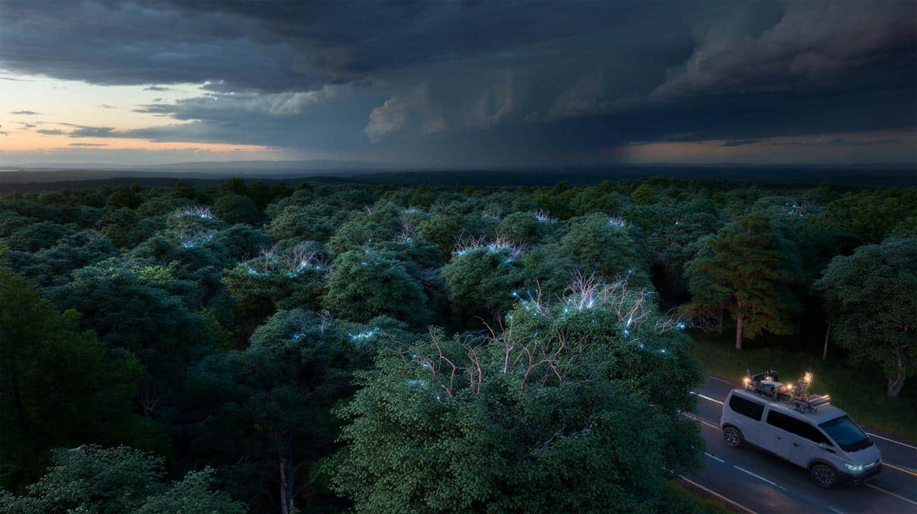Niewidzialna burzowa iluminacja drzew. Naukowcy nagrali ją po raz pierwszy