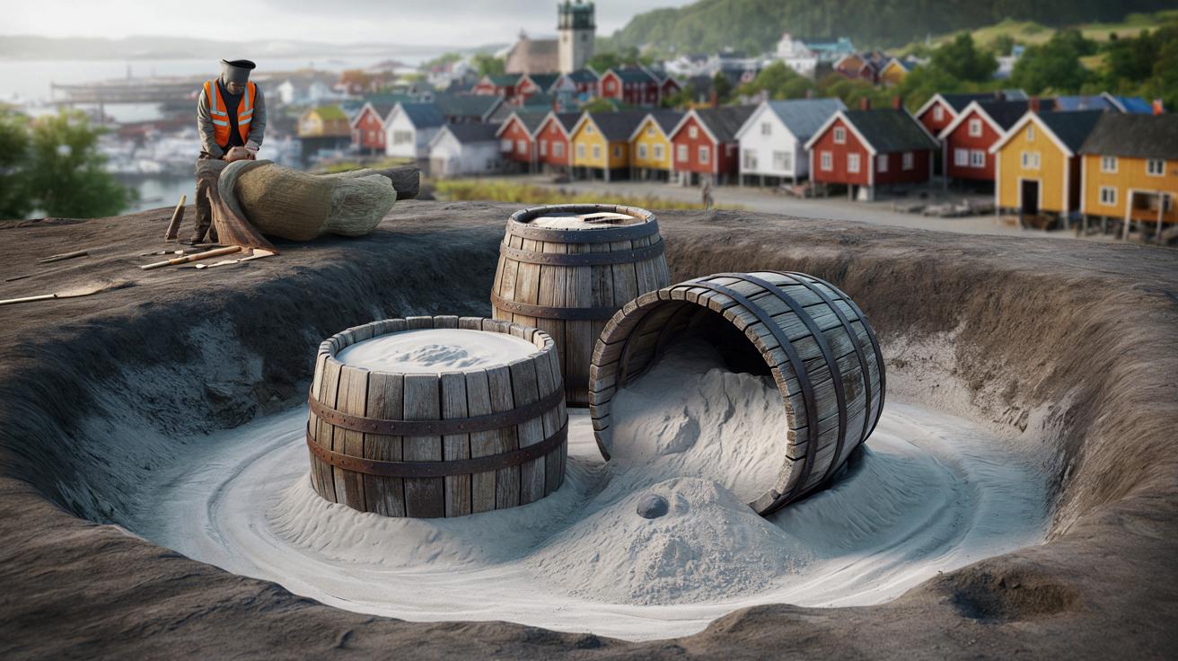 Norwegia: 400‑letnie beczki z wapnem odsłaniają sekrety budowy miasta