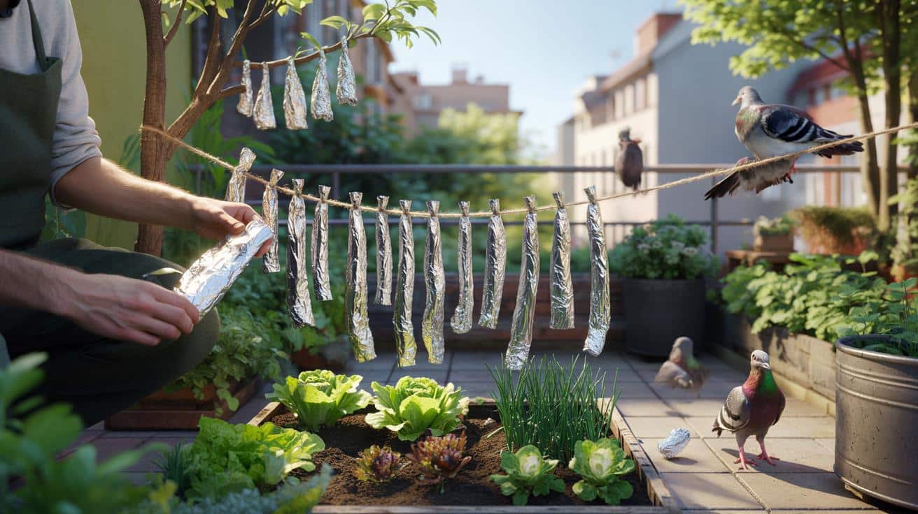 Ogrodnicy rozwijają folię aluminiową. Sprytny trik na gołębie w ogrodzie