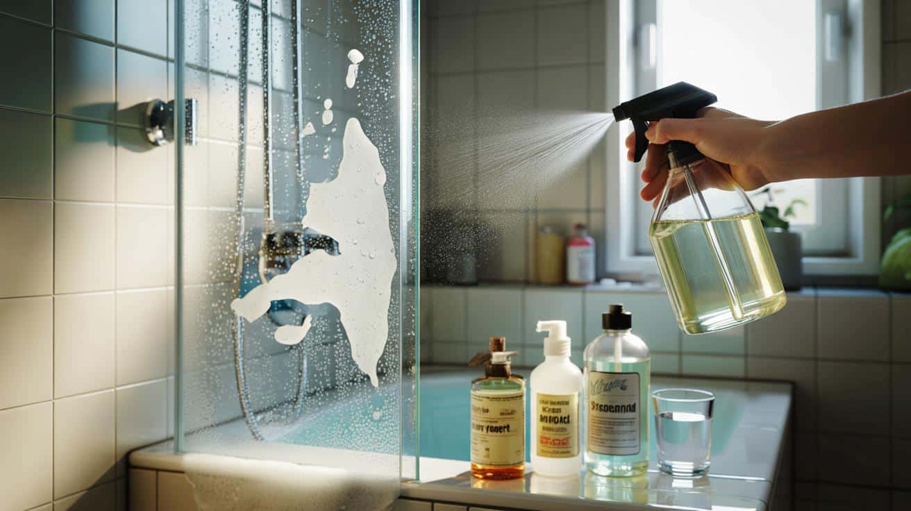 Okno prysznica jak nowe: prosty domowy spray z 4 składników na białe zacieki