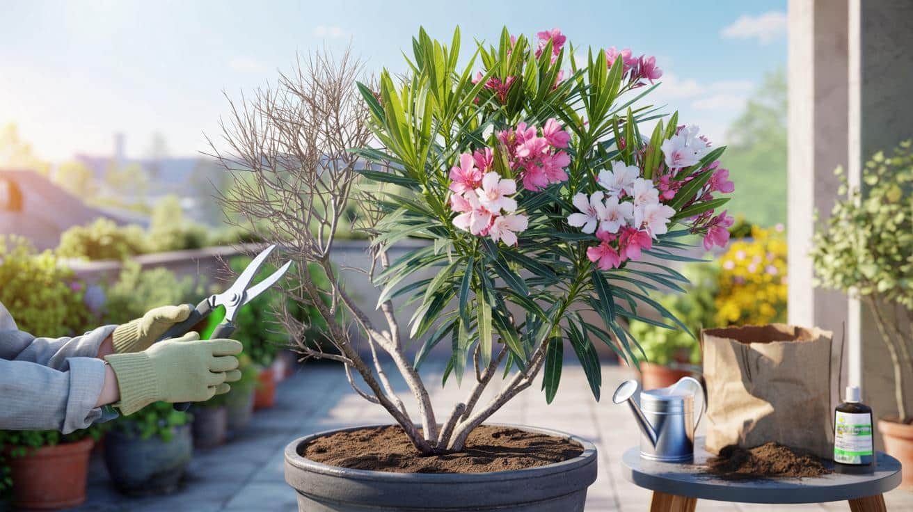 Oleander cały poszarzał po zimie? Prosty plan, który przywróci mu życie i kwiaty