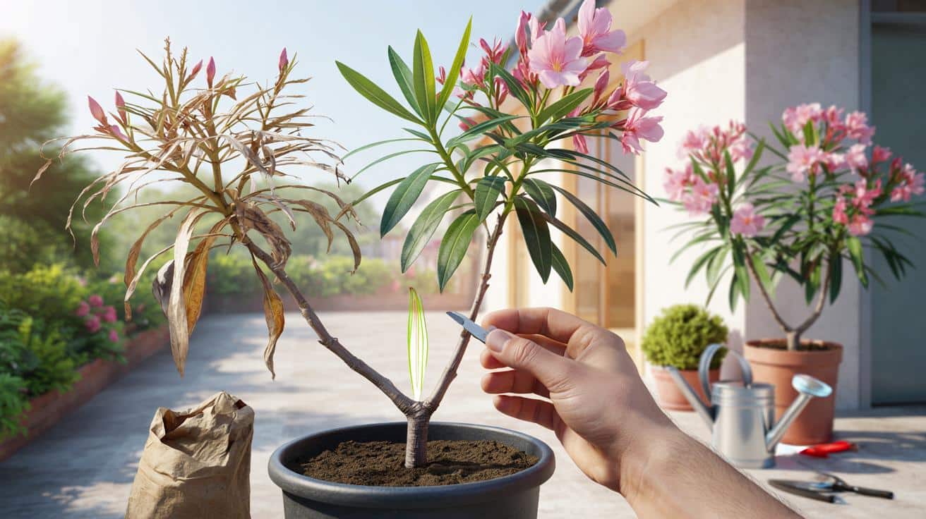 Oleander po zimie: prosty plan, który przywróci mu siłę i kwiaty