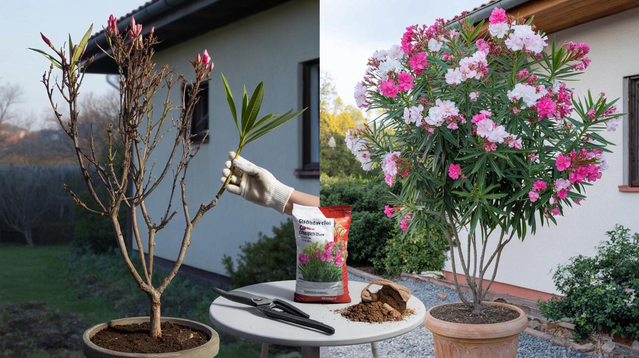 Oleander po zimie: prosty plan na uratowanie krzewu i burzę kwiatów latem