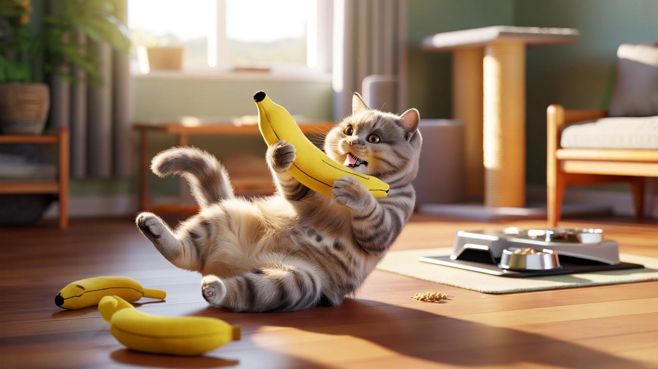 Otyła kotka schudła 3 kg dzięki… pluszowej bananowej zabawce