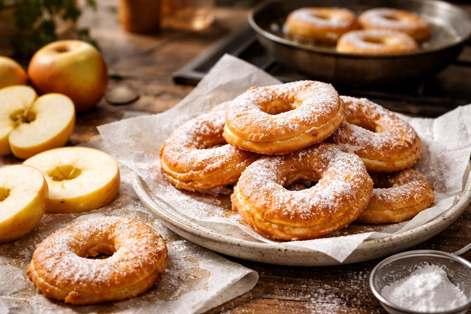 Pączki z jabłkami jak od cukiernika: prosty przepis na lekki karnawałowy deser