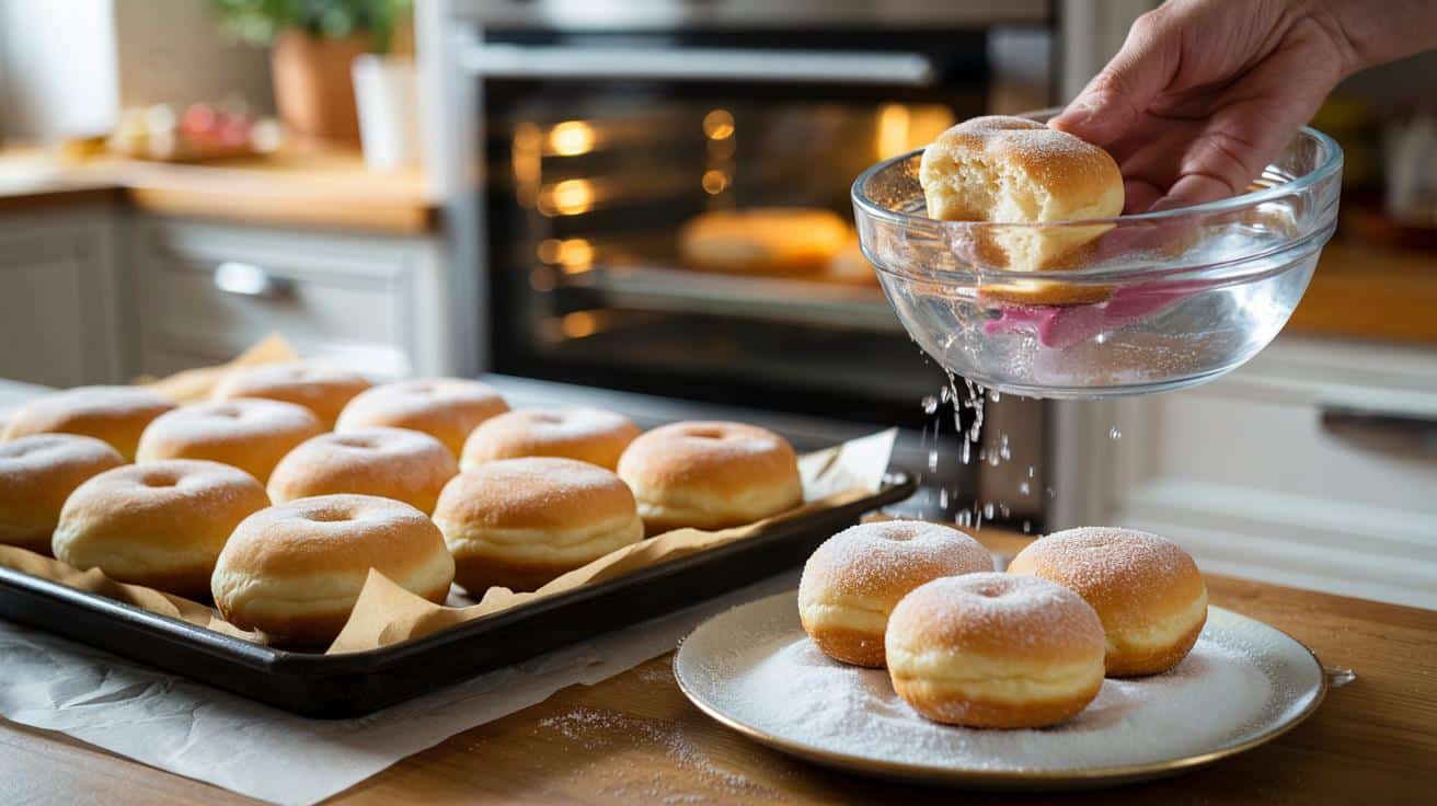 Pączki z piekarnika bez smażenia: prosty trik daje cukrową skorupkę