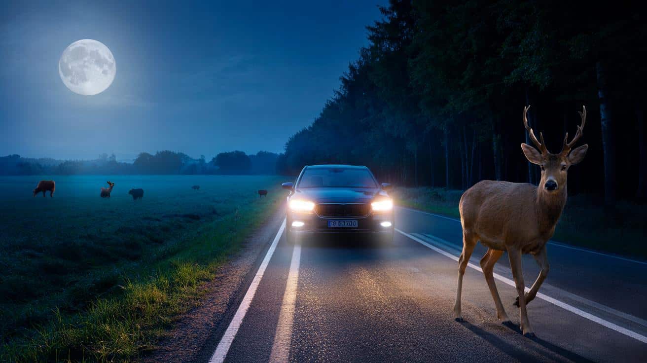 Pełnia księżyca za kierownicą? Ryzyko zderzenia ze zwierzęciem rośnie o połowę