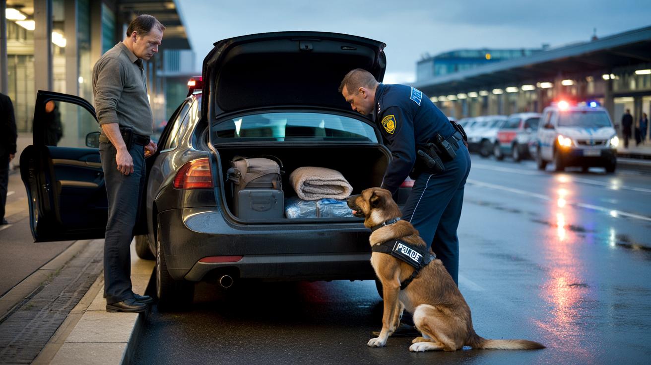 Pies policyjny zatrzymuje się przy aucie pod dworcem. W bagażniku czekała niespodzianka
