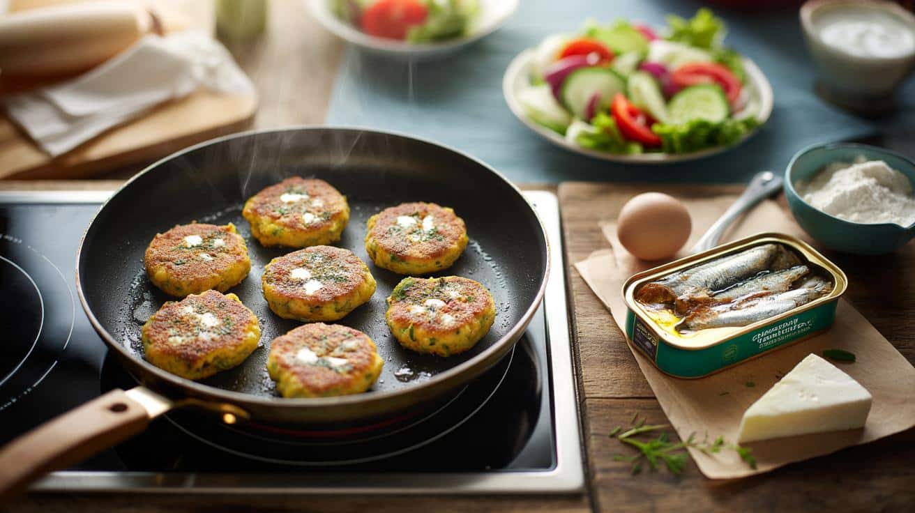 Placuszki z sardynek z patelni – lekka kolacja w 10 minut