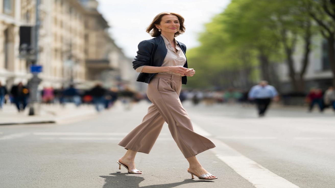 Po 50. urodzinach ten luźny fason z Uniqlo optycznie wysmukla nogi