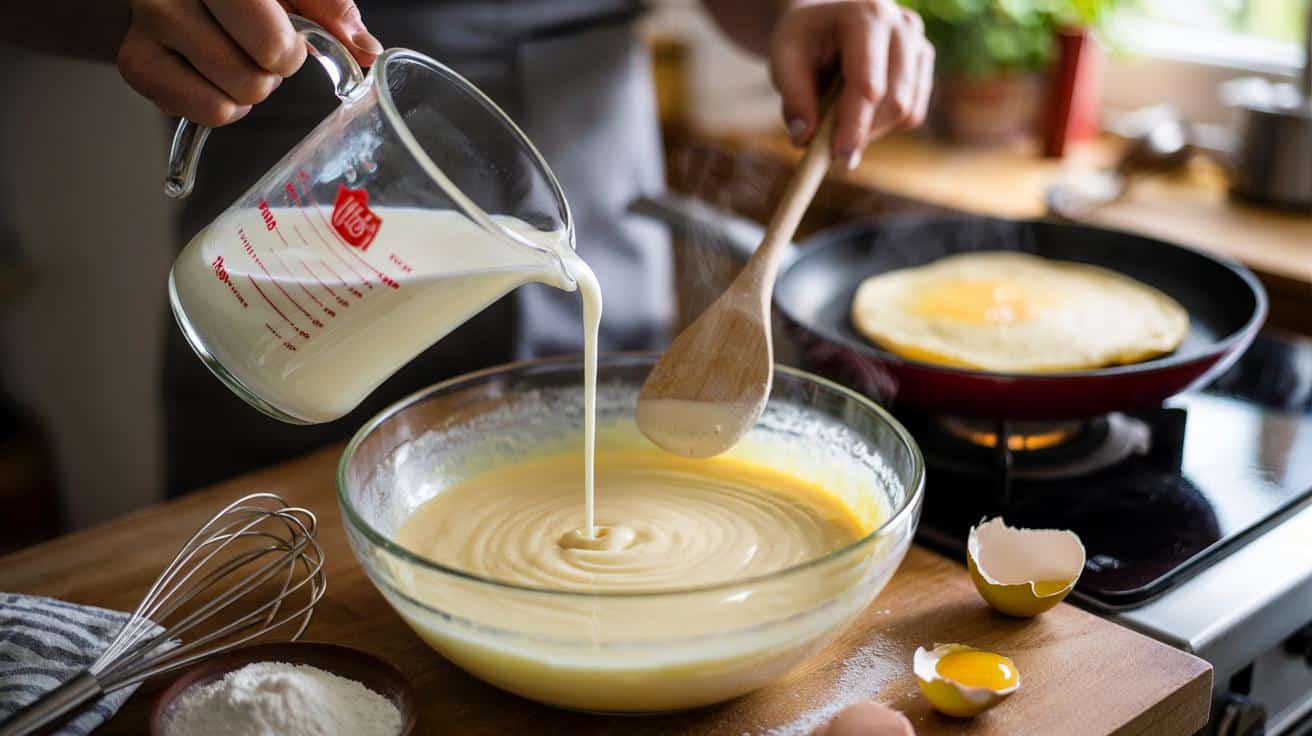 Podgrzej mleko do naleśników. Ten prosty trik skraca czas i ratuje konsystencję ciasta